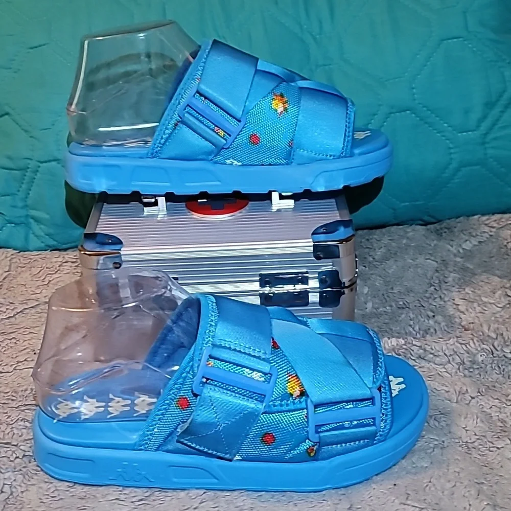 Kappa 222 Banda Degana Slide‎ Sandals - Blue Hawaiian/Off-White Mens Size 7